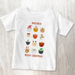 Camiseta Para Bebê Gato Engraçado Meowy Natal Personalizado