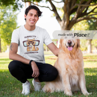 Camiseta Para Bebê Gato Engraçado Puramente Caffeinado