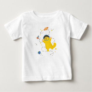 Camiseta Para Bebê gato espacial de capacete entre os planetas e estr