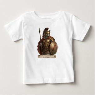 Camiseta Para Bebê Gato Espartano Azul Russo