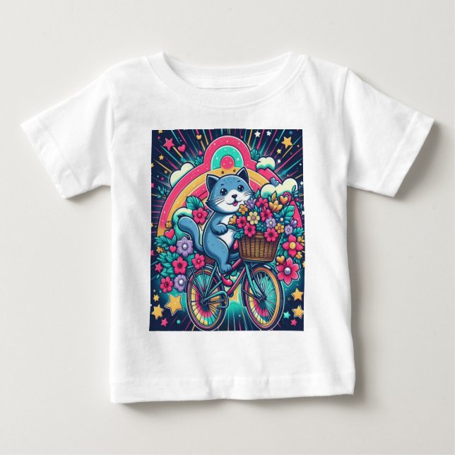 Camiseta Para Bebê Gato Feliz (Frente)