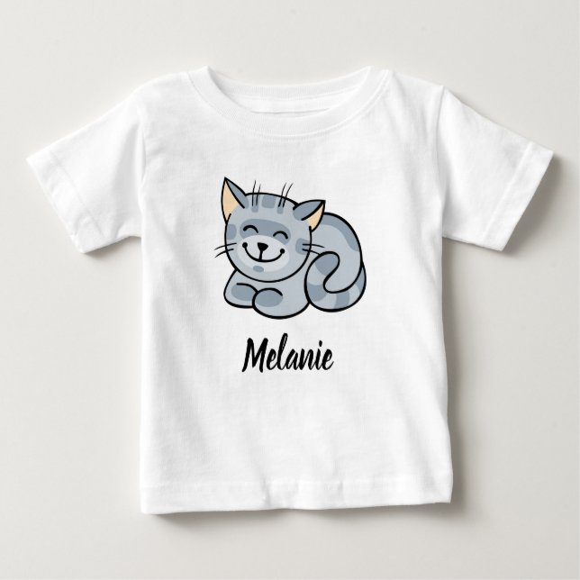 Camiseta Para Bebê Gato Feliz (Frente)