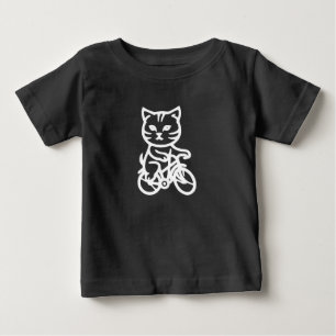 Camiseta Para Bebê Gato fofo andando de bicicleta
