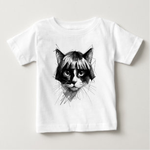 Camiseta Para Bebê Gato Fofo com Peruca (Estilo 4) Arte Refinada
