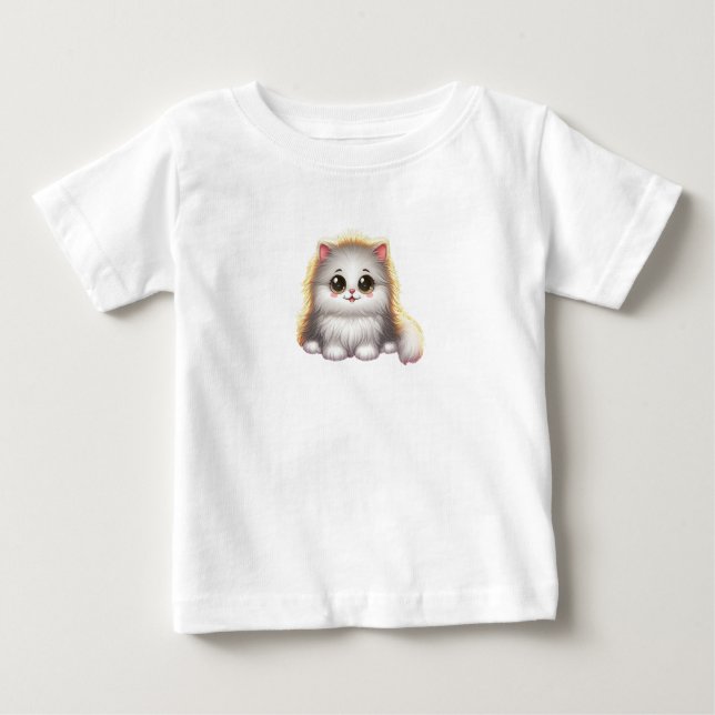 Camiseta Para Bebê Gato fofo num sonho (Frente)