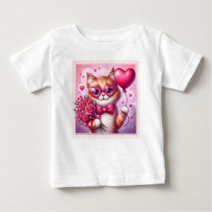 Camiseta Para Bebê Gato/gatinho Dia de os namorados