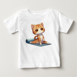 Camiseta Para Bebê Gato Gato de Ioga Chibi