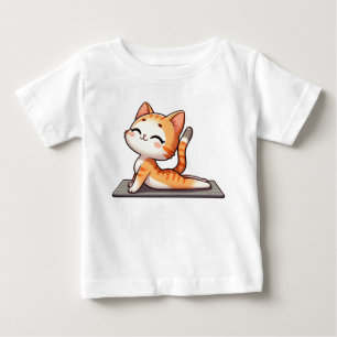 Camiseta Para Bebê Gato Gato de Ioga Chibi