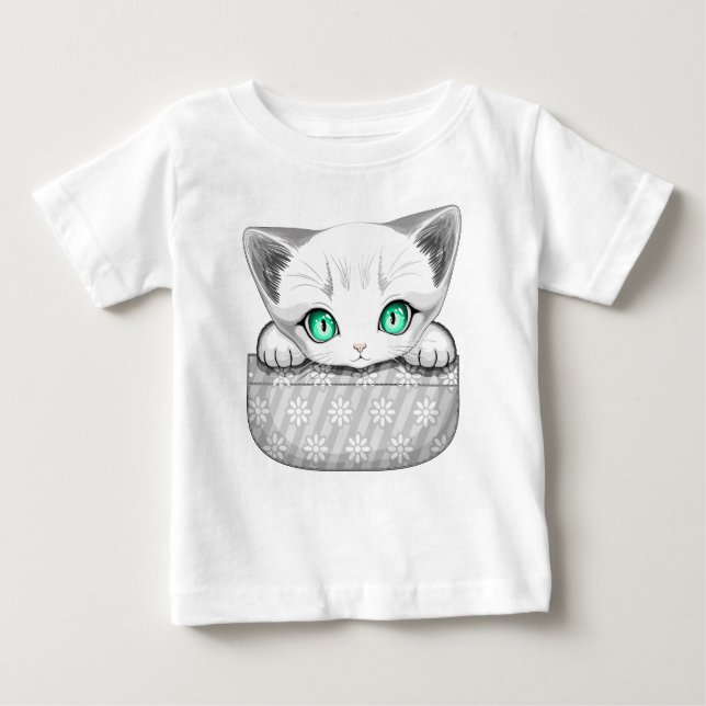 Camiseta Para Bebê Gato, Gato, Gato e Playaking de uma Bolsa (Frente)