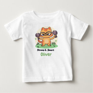 Camiseta Para Bebê Gato Inteligente Forte