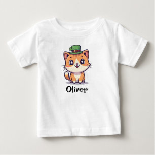 Camiseta Para Bebê Gato Irlandês Sortudo Ruivo