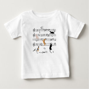 Camiseta Para Bebê Gato Jogando Música De Nota, Presente De Gato Mal