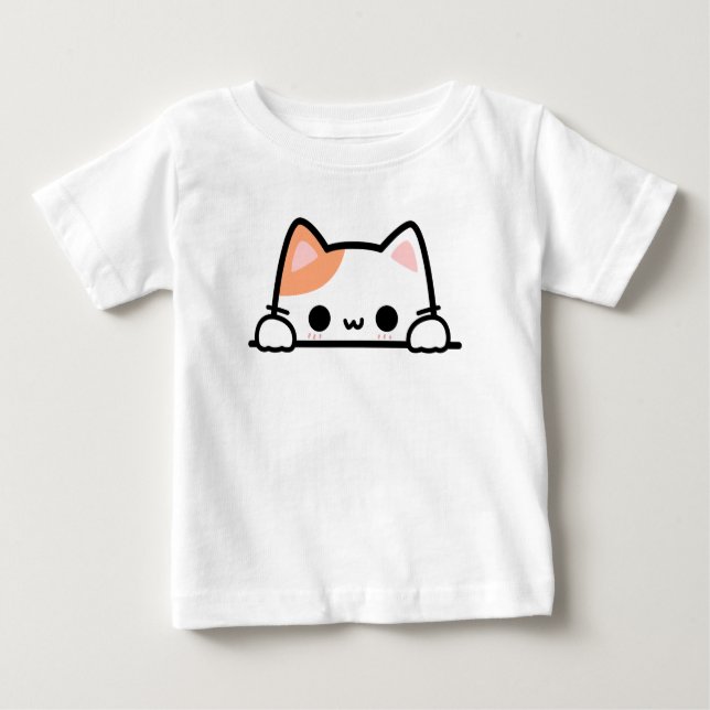 Camiseta Para Bebê Gato laranja fofo  (Frente)