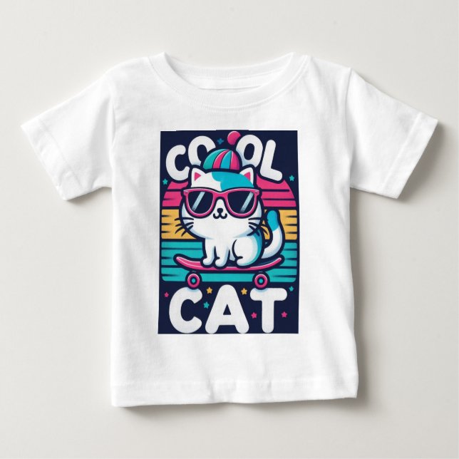 Camiseta Para Bebê Gato legal (Frente)
