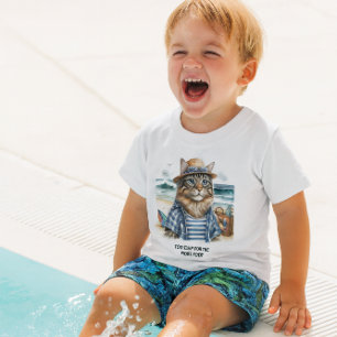 Camiseta Para Bebê Gato legal de Kitty na Praia