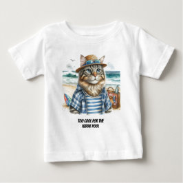 Camiseta Para Bebê Gato legal de Kitty na Praia