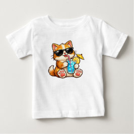 Camiseta Para Bebê Gato Legal de Verão