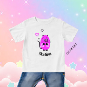 Camiseta Para Bebê Gato lilás fofo