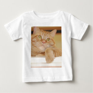 Camiseta Para Bebê Gato Listrado Laranja