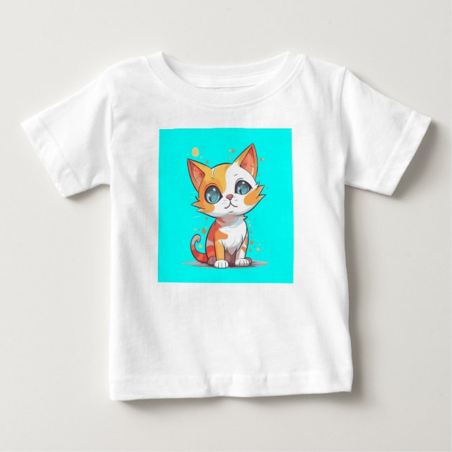 Camiseta Para Bebê Gato Marrom Bonito Adorável (Frente)
