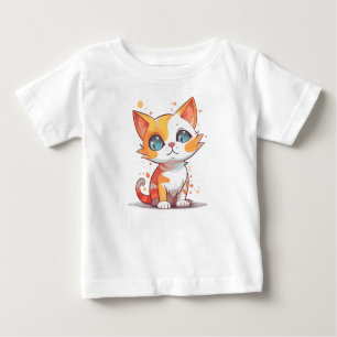 Camiseta Para Bebê Gato Marrom Bonito Adorável