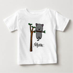 CAMISETA PARA BEBÊ GATO MIA NA ÁRVORE