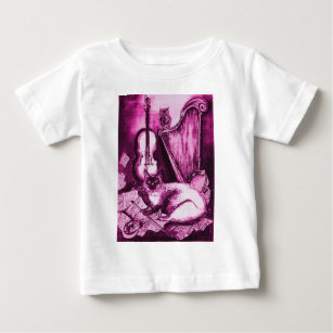 Camiseta Para Bebê GATO MUSCÁRIO E FUCHsia Púrpura, Cor-de-rosa OWL