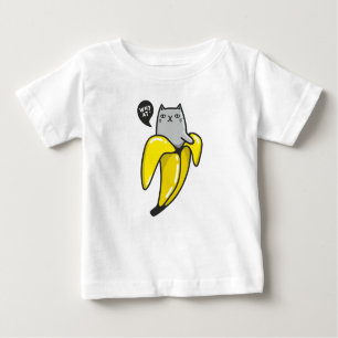 Camiseta Para Bebê Gato na banana