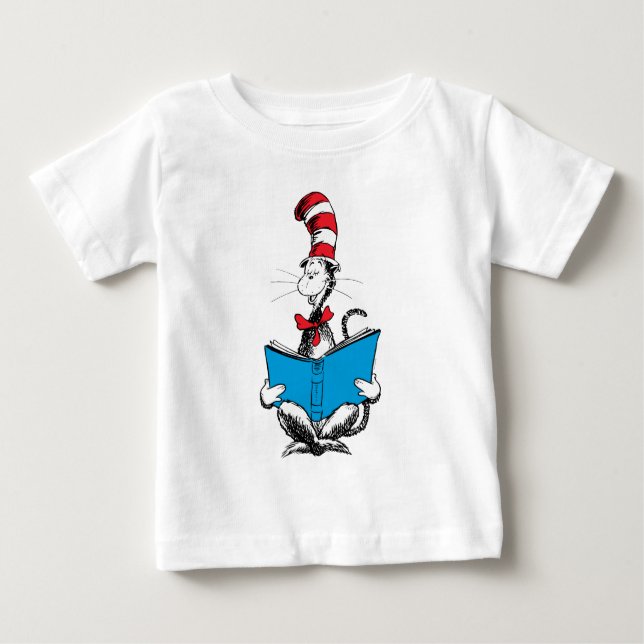 Camiseta Para Bebê Gato na Leitura do Chapéu (Frente)