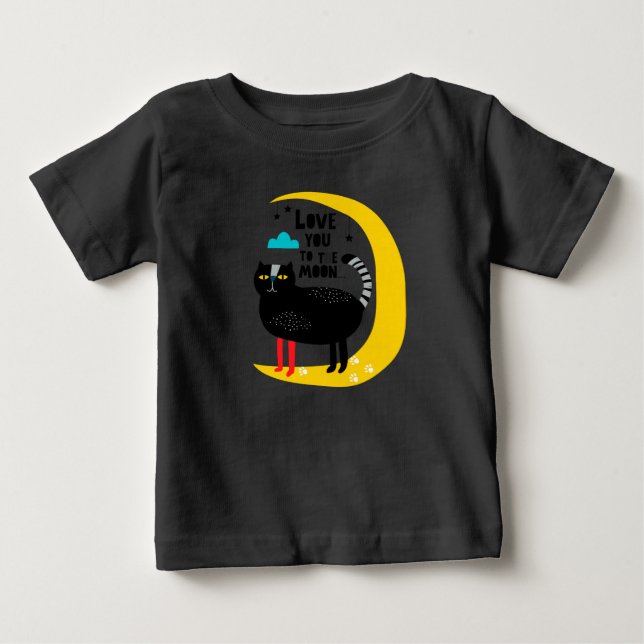 Camiseta Para Bebê Gato na lua (Frente)