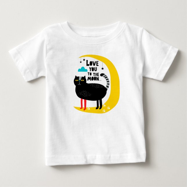 Camiseta Para Bebê Gato na lua (Frente)