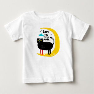 Camiseta Para Bebê Gato na lua