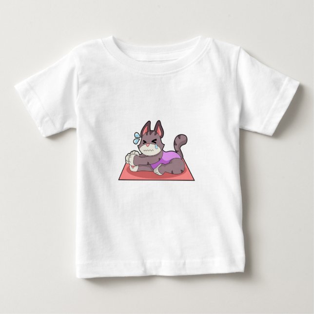Camiseta Para Bebê Gato na Malhação de Yoga (Frente)