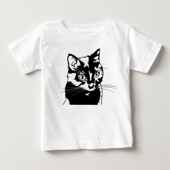 Camiseta Para Bebê Gato Negro (Frente)
