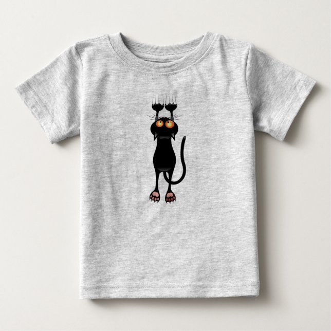 Camiseta Para Bebê Gato negro (Frente)