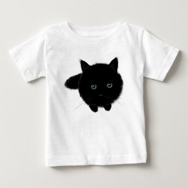 Camiseta Para Bebê Gato Negro (Frente)