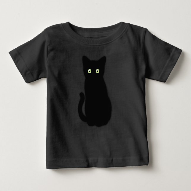 Camiseta Para Bebê Gato negro, gatinho fofo, diversão espetacular (Frente)