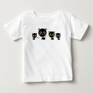 Camiseta Para Bebê Gato Negro Geométrico