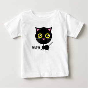Camiseta Para Bebê Gato Negro Geométrico