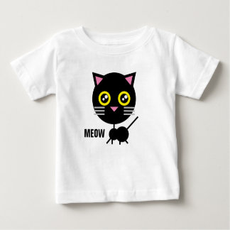 Camiseta Para Bebê Gato Negro Geométrico