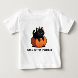 Camiseta Para Bebê Gato Negro na Pumpkin