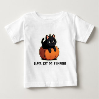 Camiseta Para Bebê Gato Negro na Pumpkin
