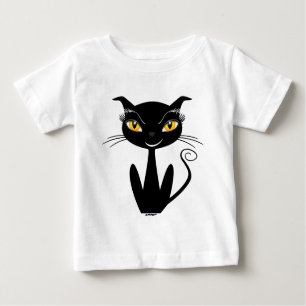 Camiseta Para Bebê Gato Negro Whimsso