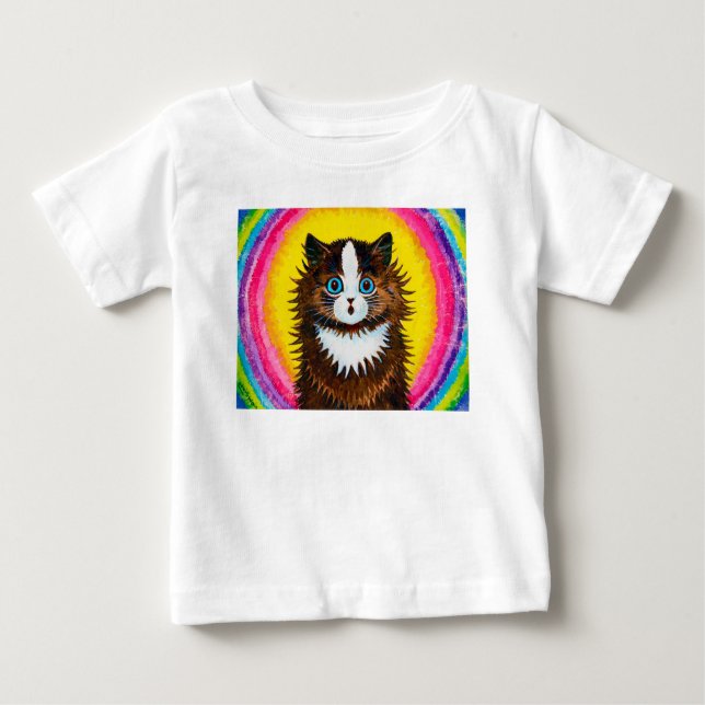 Camiseta Para Bebê Gato no Arco-íris, Louis Wain (Frente)