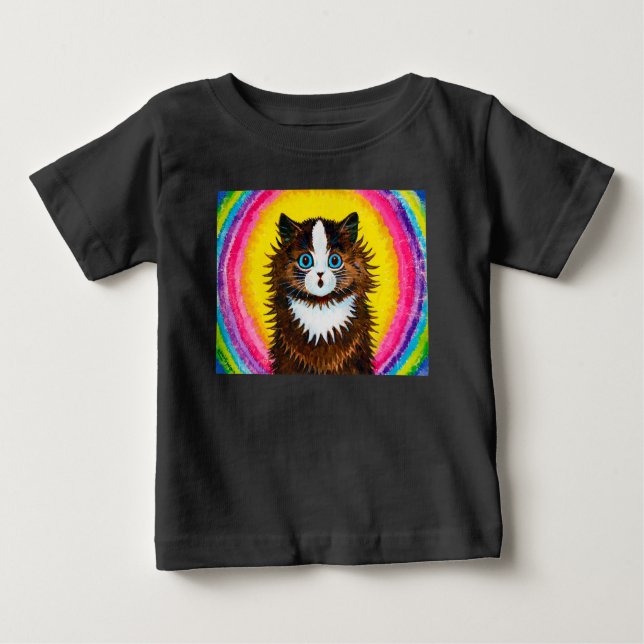 Camiseta Para Bebê Gato no arco-íris, Louis Wain Baby T-Shirt (Frente)