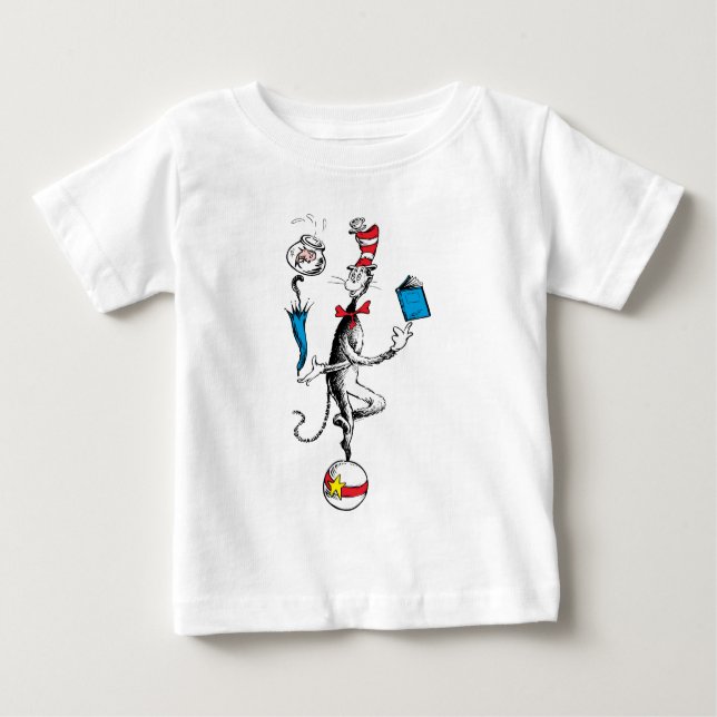 Camiseta Para Bebê Gato no Hat Balancing Act (Frente)