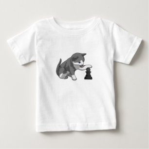 Camiseta Para Bebê Gato no xadrez com bispo de xadrez
