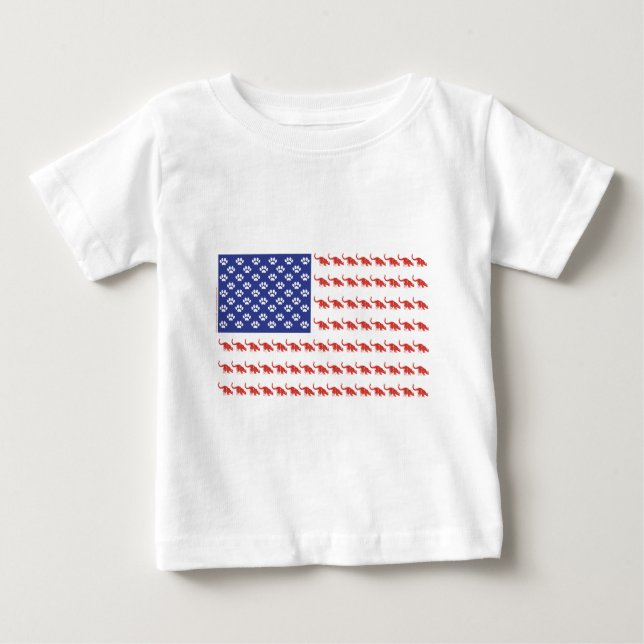 Camiseta Para Bebê Gato Patriótico/EUA (Frente)