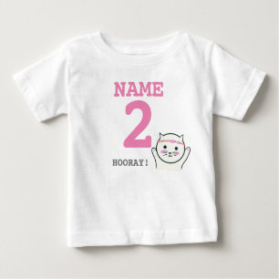 Camiseta Para Bebê Gato personalizado do branco do segundo