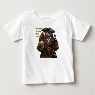 Camiseta Para Bebê Gato Pirata Azul Russo – A Fortuna Favorece os Aud